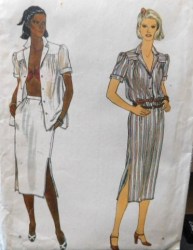 7388 Vogue 70s Short Sleeve Collar Shirt, Tied Bra, Skirt Pattern 10 Uncut